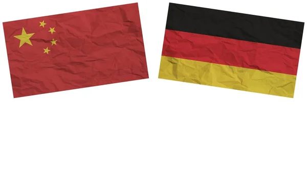 德国和中国国旗共同纸张纹理效果图解 — 图库照片
