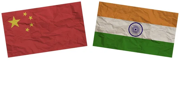 Hindistan Çin Kağıt Doku Llüstrasyonu Birlikte Bayraklar — Stok fotoğraf