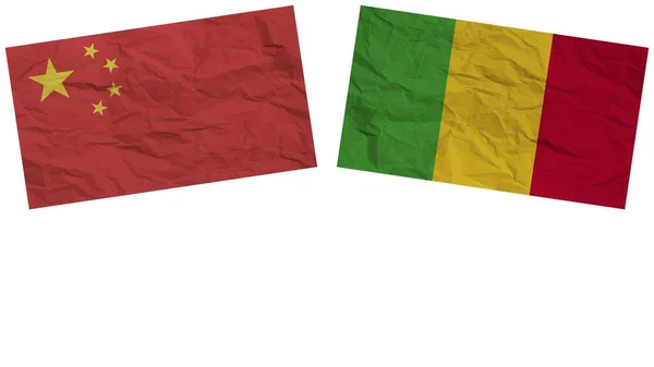 Mali China Flags Together Paper Texture Effect Illustration — Stock Fotó