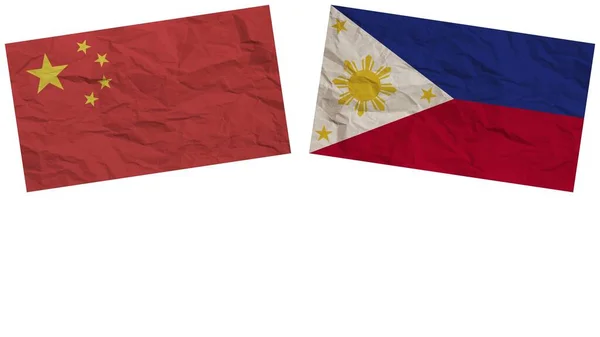 Philippines China Flags Together Paper Texture Effect Illustration — Zdjęcie stockowe