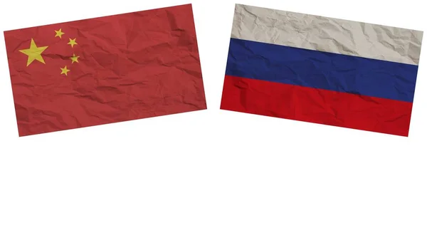Россия Китай Объединяют Иллюстрации Эффекта Текстуры Бумаги — стоковое фото