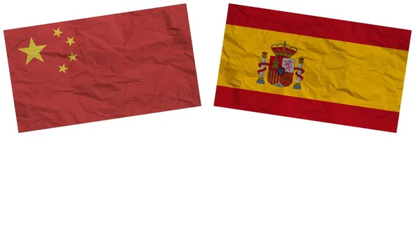 Spain China Flags Together Paper Texture Effect Illustration — Zdjęcie stockowe