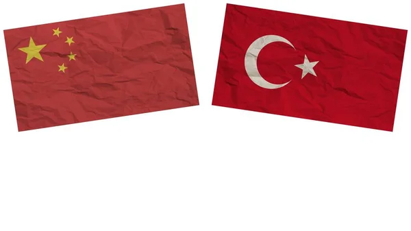 Turkey China Flags Together Paper Texture Effect Illustration — Fotografia de Stock