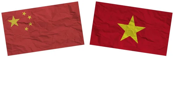 Vietnam Und China Flaggen Zusammen Papier Textur Effekt Illustration — Stockfoto
