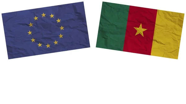 Cameroon Europen Union Flags Together Paper Texture Effect Illustration — Stock Fotó