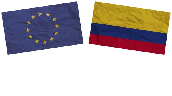 Колумбія Europen Union Flags Together Paper Texture Effect Illustration — стокове фото