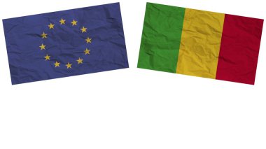 Mali ve Europen Union Flags Together Paper Doku Efekti İllüstrasyonu