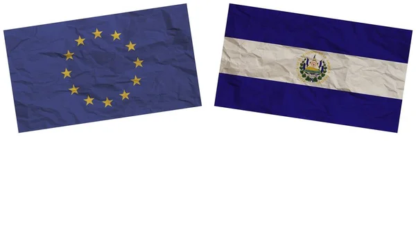 Salvador Europen Union Flags Together Textura Papel Efecto Ilustración — Foto de Stock