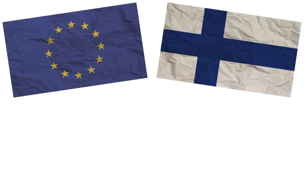 Finlandiya Europen Union Flags Together Paper Doku Efekti Llüstrasyonu — Stok fotoğraf