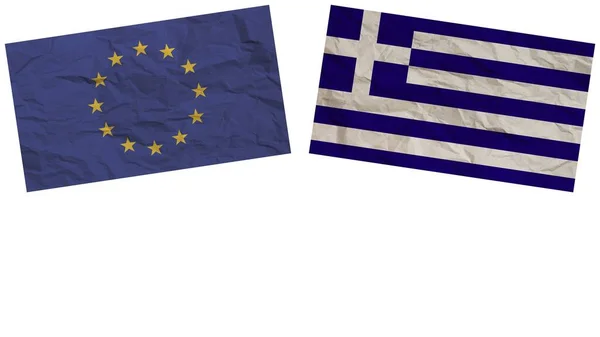 Grecia Europen Union Bandiere Insieme Carta Texture Effetto Illustrazione — Foto Stock