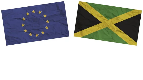 Jamaica Europen Union Flags Together Paper Texture Effect Illustration — Stock fotografie
