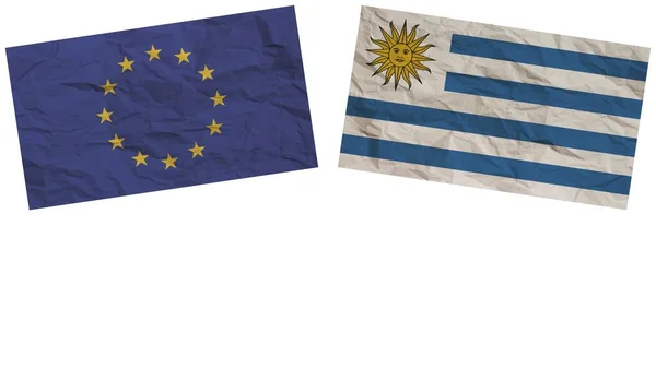 Ουρουγουάη Και Europen Union Flags Together Paper Effect Εικονογράφηση — Φωτογραφία Αρχείου