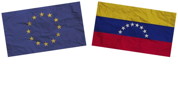 Venezuela Europen Union Flags Together Paper Texture Effect Illustration — Stock Photo, Image