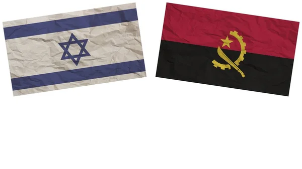 Angola Israele Bandiere Insieme Carta Texture Effetto Illustrazione — Foto Stock