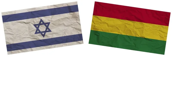 Bolívia Izrael Zászlók Együtt Papír Textúra Hatás Illusztráció — Stock Fotó