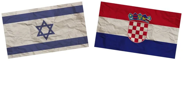 Croácia Israel Bandeiras Juntas Papel Textura Efeito Ilustração — Fotografia de Stock