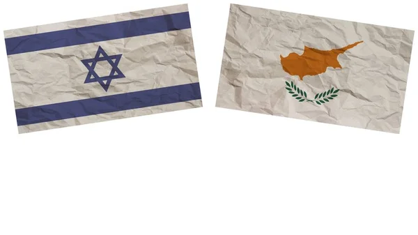 Ciprus Izrael Zászlók Együtt Papír Textúra Hatása Illusztráció — Stock Fotó