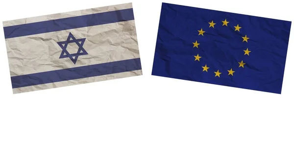 European Union Israel Flags Together Paper Texture Effect Illustration — Stock Photo, Image