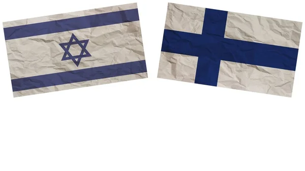 芬兰和以色列旗帜一起纸制纹理效果图解 — 图库照片