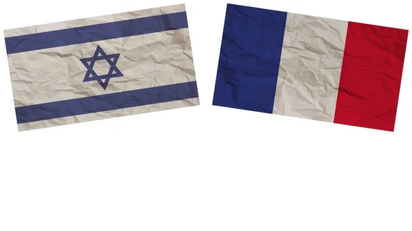 Francia Israel Banderas Juntas Textura Papel Efecto Ilustración —  Fotos de Stock
