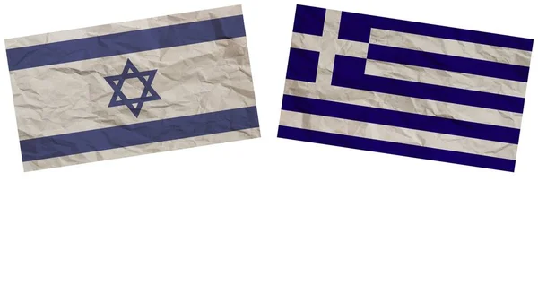 Görögország Izrael Zászlók Együtt Papír Textúra Hatása Illusztráció — Stock Fotó