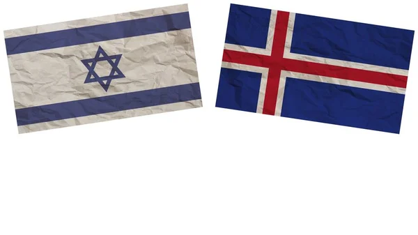 Iceland Israel Flags Together Paper Texture Effect Illustration — Stock Photo, Image