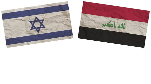 Irak Israël Vlaggen Samen Paper Texture Effect Illustration — Stockfoto