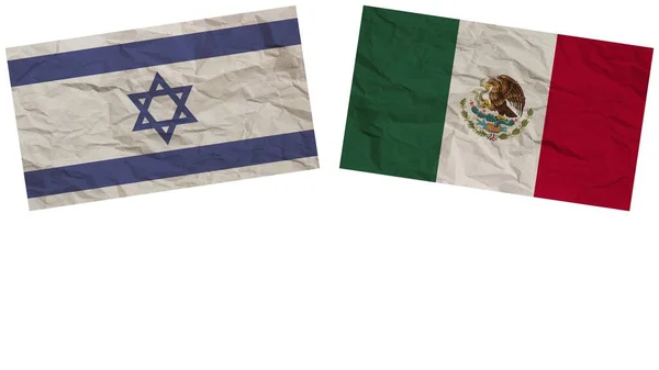 墨西哥和以色列标语一起纸制纹理效果图解 — 图库照片