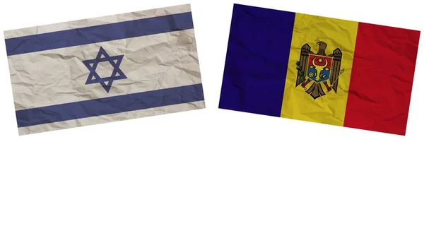 Moldova Israel Прапори Разом Ілюстрації Ефекту Текстури Паперу — стокове фото