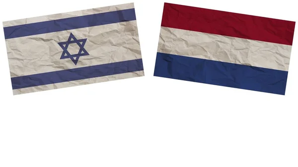 Bandeiras Holanda Israel Juntas Ilustração Efeito Textura Papel — Fotografia de Stock