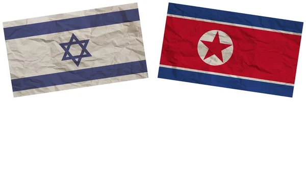 Nordkorea Och Israel Flaggar Tillsammans Paper Texture Effect Illustration — Stockfoto