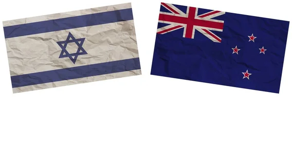 Zéland Izrael Zászlók Együtt Papír Textúra Hatás Illusztráció — Stock Fotó