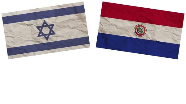 Bandeiras Paraguai Israel Juntas Ilustração Efeito Textura Papel — Fotografia de Stock
