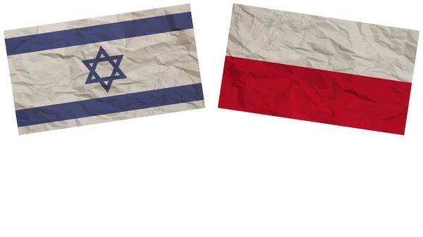 Pologne Israël Drapeaux Ensemble Papier Texture Effet Illustration — Photo