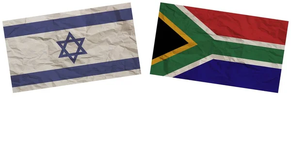 Sydafrika Israel Flag Sammen Paper Texture Effect Illustration - Stock-foto