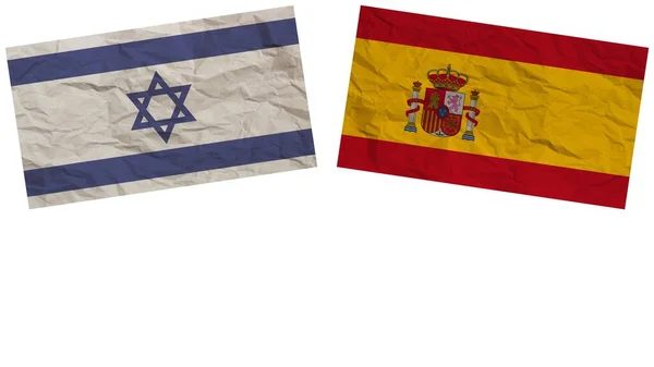 Hiszpania Izrael Flagi Razem Efekt Tekstury Papieru Ilustracja — Zdjęcie stockowe