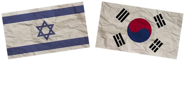 South Korea Israel Flags Together Paper Texture Effect Illustration — Stok fotoğraf