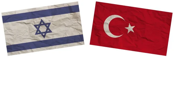 Turkey Israel Flags Together Paper Texture Effect Illustration — Stok fotoğraf