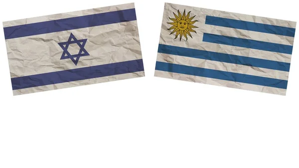 Uruguay Israel Banderas Juntas Textura Papel Efecto Ilustración — Foto de Stock