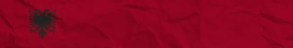 Albánia Hosszú Horizontális Banner Zászló Papír Textúra Hatás Illusztráció — Stock Fotó