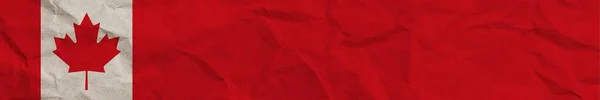 Canada Long Horizontal Banner Flag Paper Texture Effect Illustration — Stockfoto