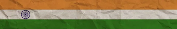 India Long Horizontal Banner Flag Paper Texture Effect Illustration — Stok fotoğraf