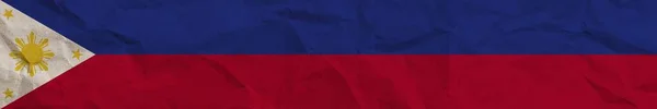 Philippines Long Horizontal Banner Flag Paper Texture Effect Illustration — Stok fotoğraf