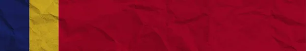 Романія Довгий Горизонтальний Прапор Паперові Текстури Зображення — стокове фото
