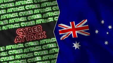 Australia Realistic Flag with Cyber Attack Titles Illustration