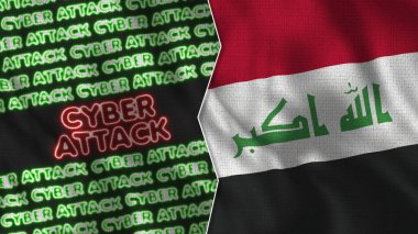 Irak Siber Saldırı Başlıkları Resmedilmiş Gerçekçi Bayrağı