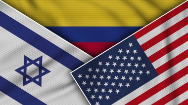 Kolombiya Amerika Birleşik Devletleri İsrail Bayrakları Kumaş Doku Etkisini Birleştirdi