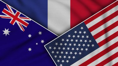 Fransa Amerika Birleşik Devletleri Avustralya Bayrakları Kumaş Dokusu İllüstrasyon Etkisi