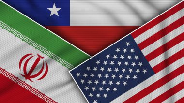 Şili Amerika Birleşik Devletleri İran Bayrakları Kumaş Doku Etkisi İllüstrasyonu