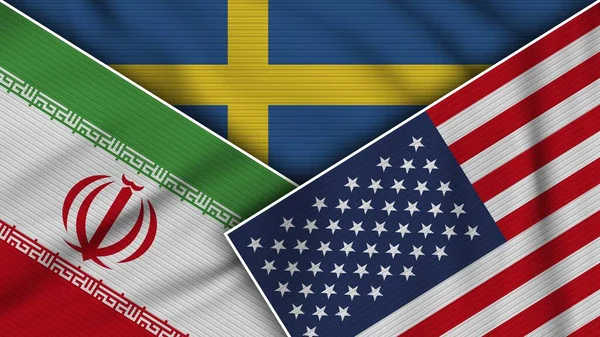 Sweden Єднані Стани Американської Іраніки Прапори Разом Ефект Текстури Ілюстрація — стокове фото